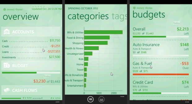Screen of Mint for Windows Phone