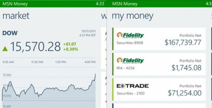 MSN money app for Windows phone
