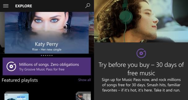 Groove Music 30 days free trial