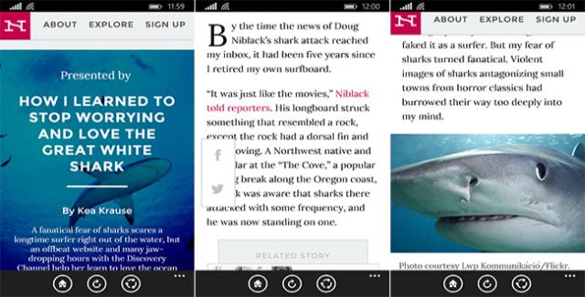 Narratively app for windows phone