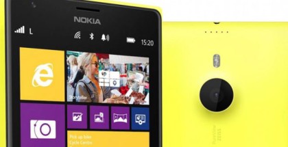 Nokia Lumia 1520 front and back in yellow matte