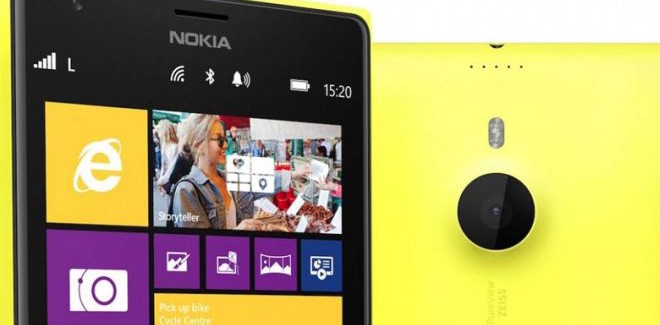 Nokia Lumia 1520 front and back in yellow matte