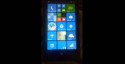 Nokia Lumia 520 running Windows Phone 8.1 with three column medium tiles