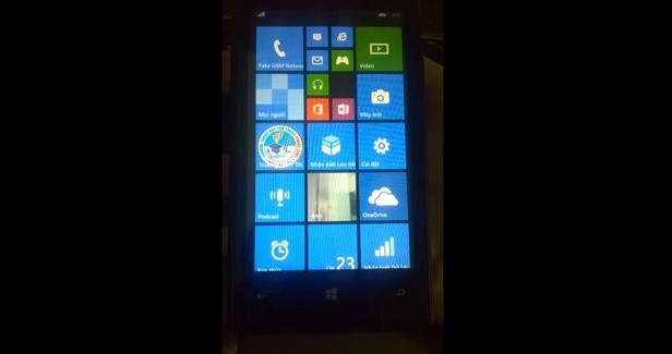 Nokia Lumia 520 running Windows Phone 8.1 with three column medium tiles