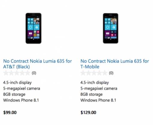 Nokia Lumia 635 sells on microsoft store