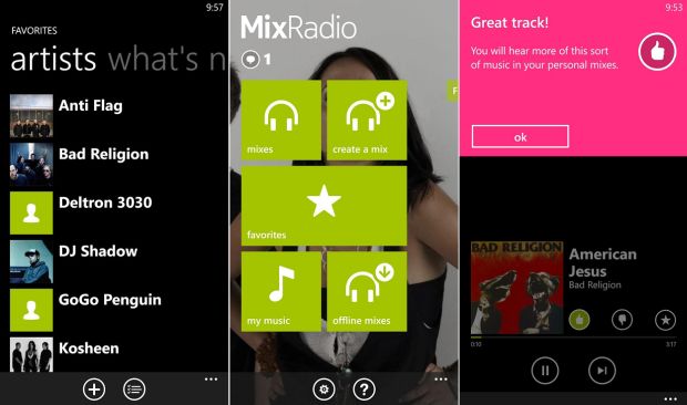 Nokia MixRadio screen