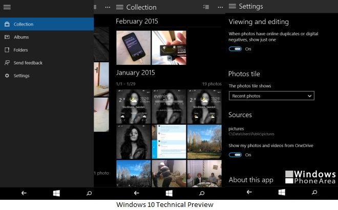 Windows 10 Technical Preview Photos app