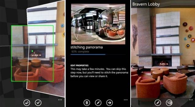 screens from Photosynth for Windows phone