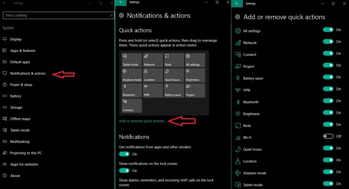 remove quick actions
