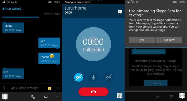 Messaging + Skype in Windows 10 Mobile