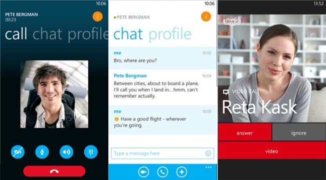 Skype Video Messaging Screens