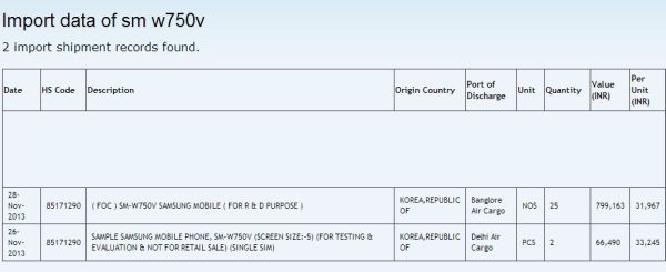Samsung SM-W750V windows phone 8 device in the listing