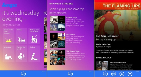 Songza Screens