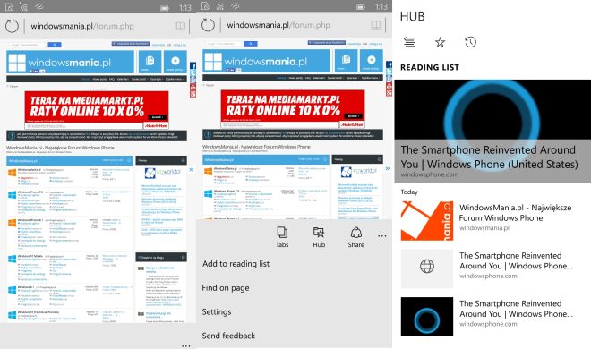 Spartan browser web for Windos 10 Phones