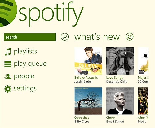 Spotify for Windows Phone 8 screens