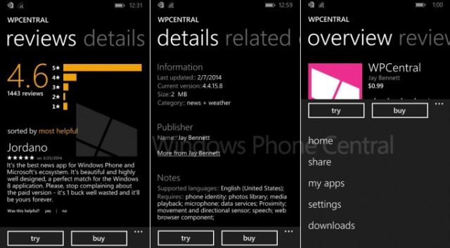 windows phone 8.1 store app new screens