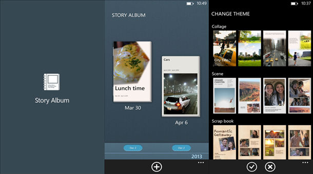 sceens of Samsung's Story Album app