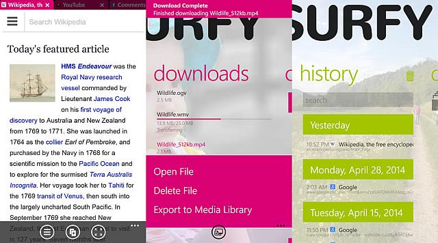 Surfy 4.0 browser with a new look