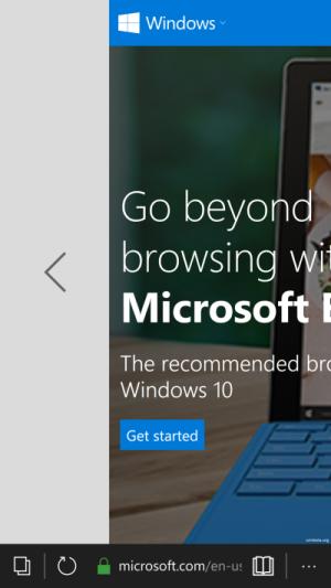 Microsoft Edge swipe navigation windows 10