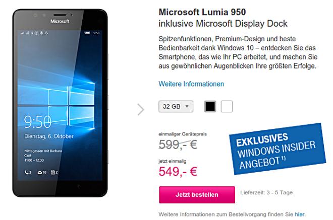 T-Mobile Lumia 950 offer December 2015