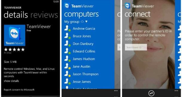 TeamViewer app for windows phone