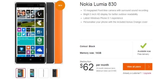 Nokia Lumia 830 on Telstra Australia