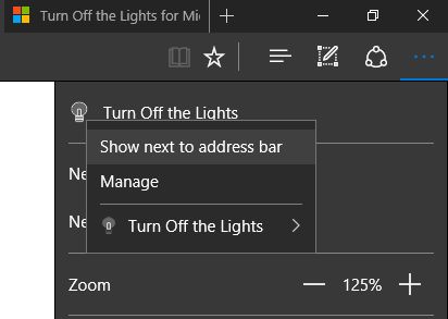 turn of lights edge microsoft