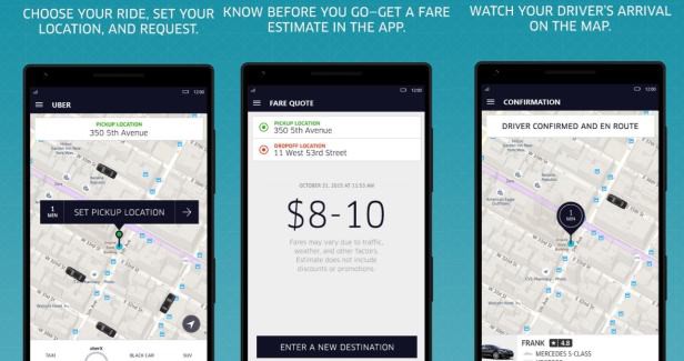 Uber app for WIndows 10 mobile