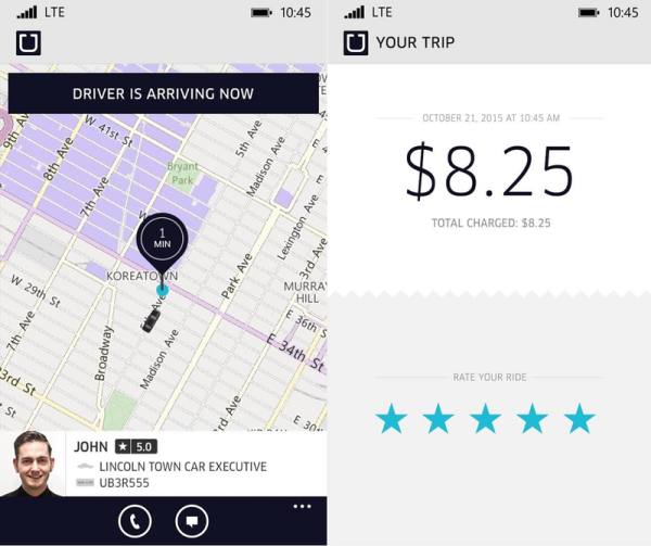 Compare rates and request a ride using Uber