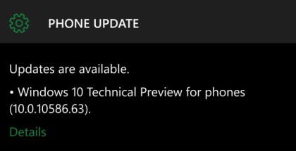 Windows 10 Mobile 10586.63 update