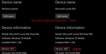 version 1607 windows 10 mobile
