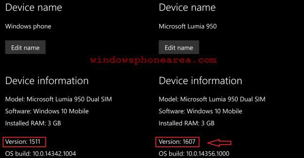 version 1607 windows 10 mobile