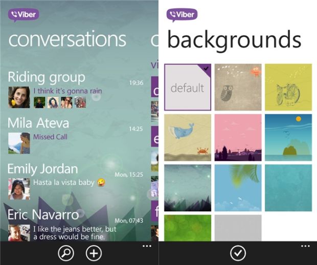 Viber for Windows Phone 8 screen