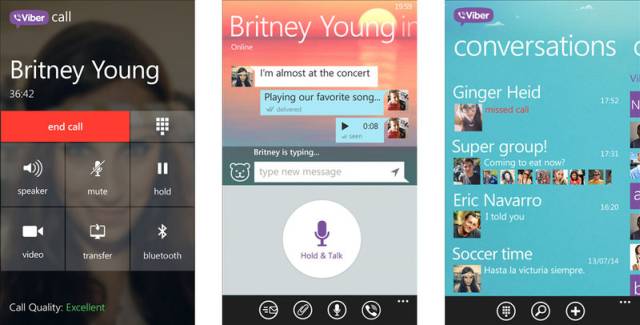 Viber app screens