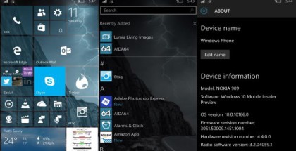 Windows 10 Mobile Preview build 10166 screens