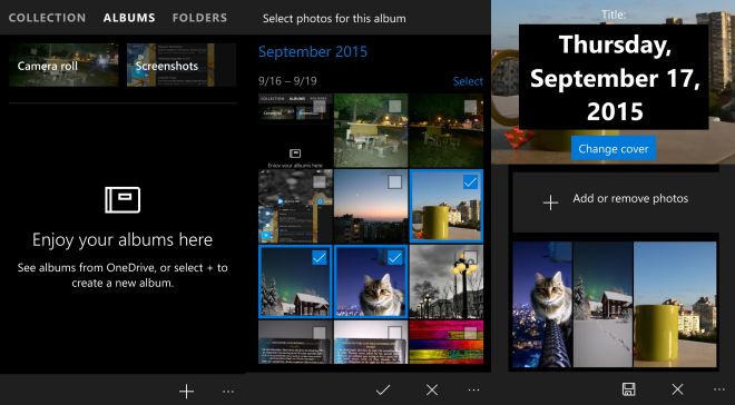 Windows 10 Photos albums