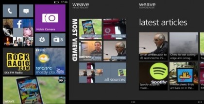 weave news reader for windows phone 8 tiles, home screen