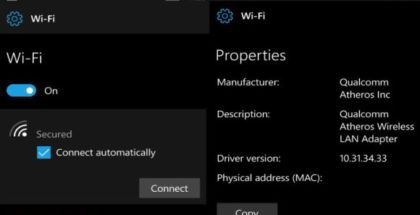 WiFi settings Redstone 2