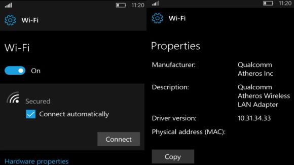 WiFi settings Redstone 2