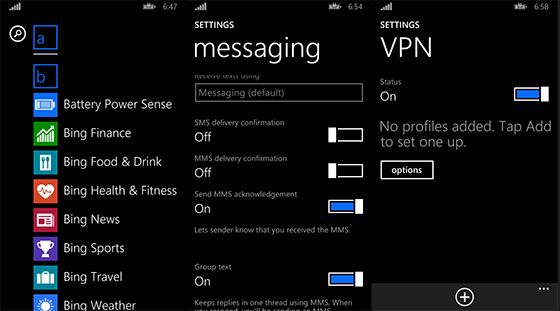 settings screenshot windows phone 8.1