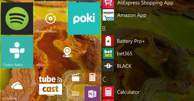 Windows 10 Mobile start screen Tiles
