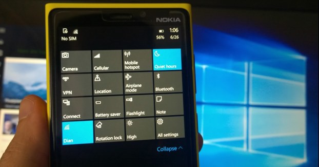 action center windows 10 mobile
