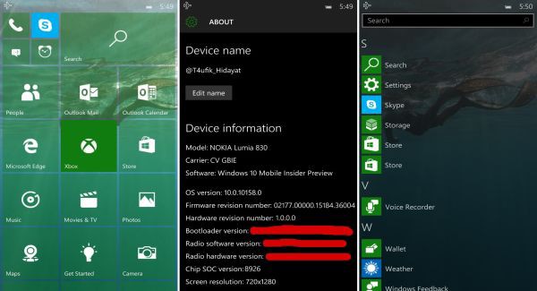 Windows 10 Mobile Build 10158 test