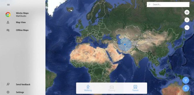 WinGo Maps is an unofficial Google Maps client