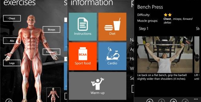 WinGym fitness app for Windows Phone