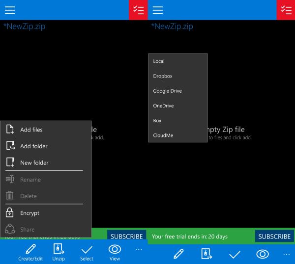 Windows 10 Mobile WinZip app Universal