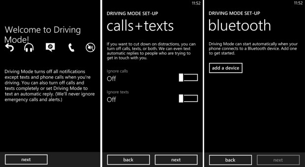 Windows Phone GDR 3 Driving Mode screenshot