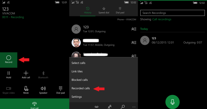 Call recors access your recorded calls WIndows 10 mobile