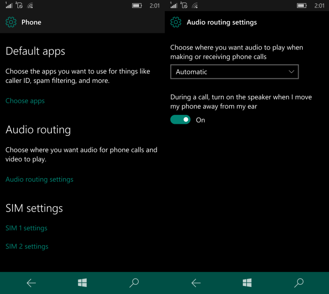 Windows Audio setttings phone